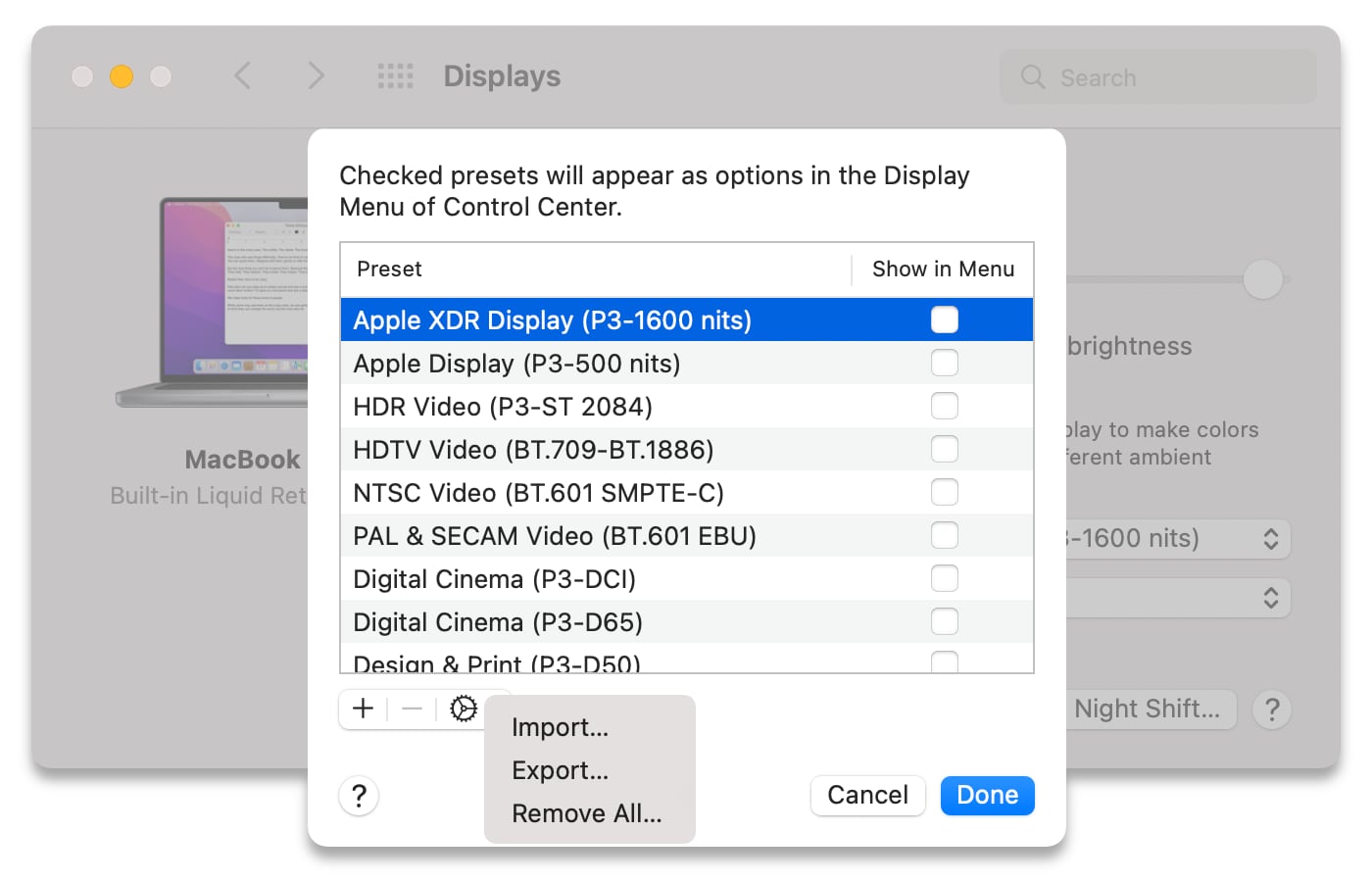 Import color profile MacBook Pro