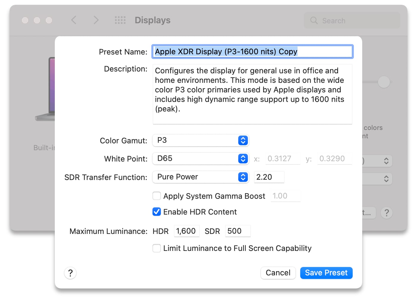 Create color profile MacBook Pro