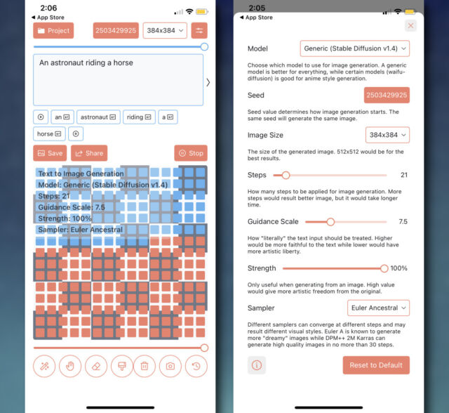 Screenshots of the