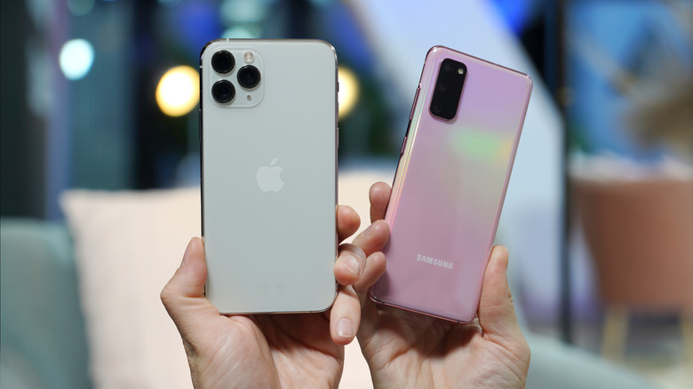 iPhone and Samsung devices side by side