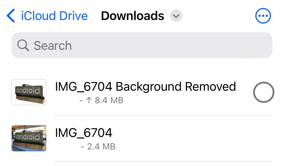 iPhone will save the image without a background in the same location.