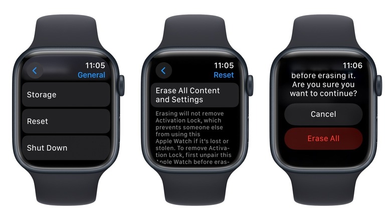 Apple Watch reset screenshots