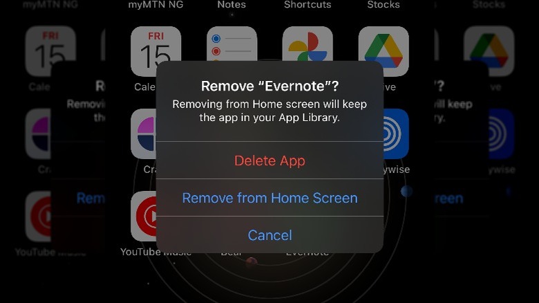 Options to remove an app from the iPhone Home Screen