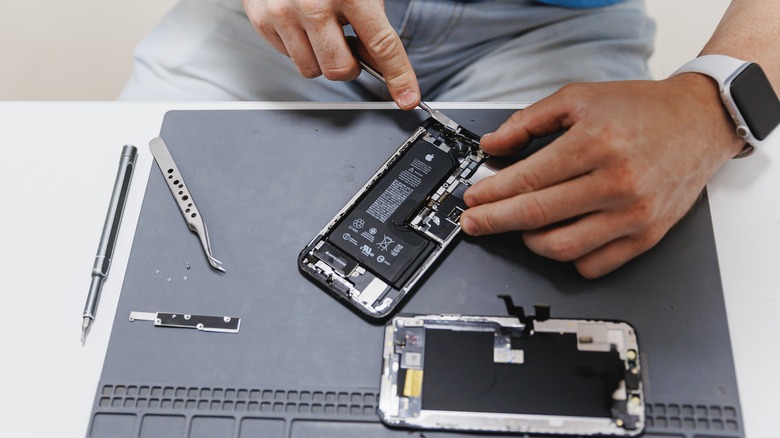 iPhone being repaired