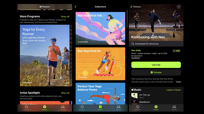 Apple Fitness plus app pages