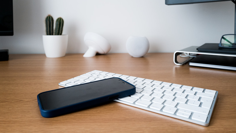 iPhone with a wireless keyboard