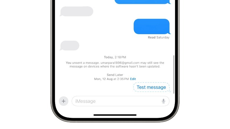 Scheduled text in Apple Messages.