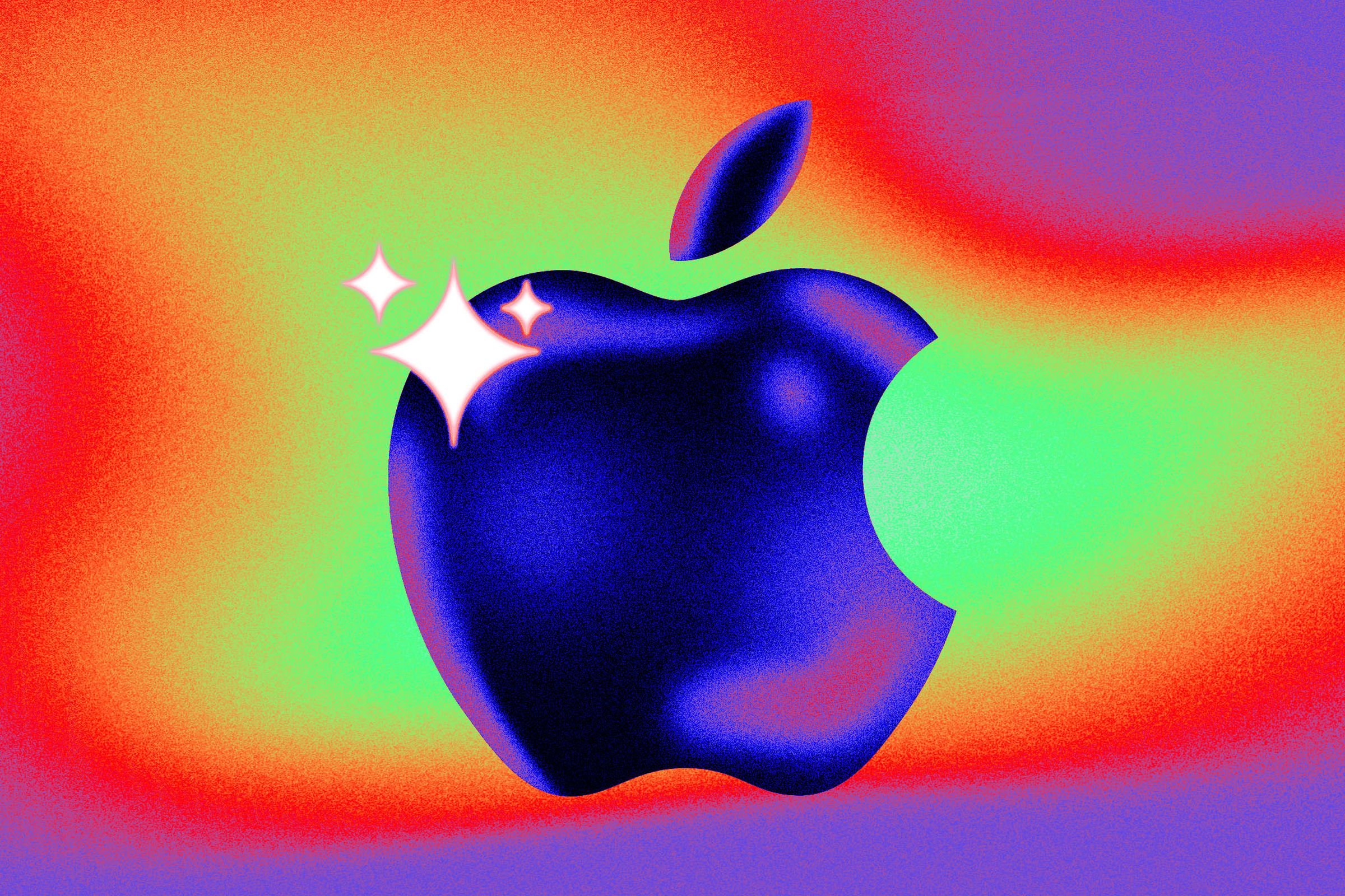 The Apple logo with a little AI sparkle.