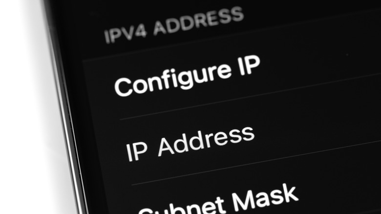 IP Address on screen closeup