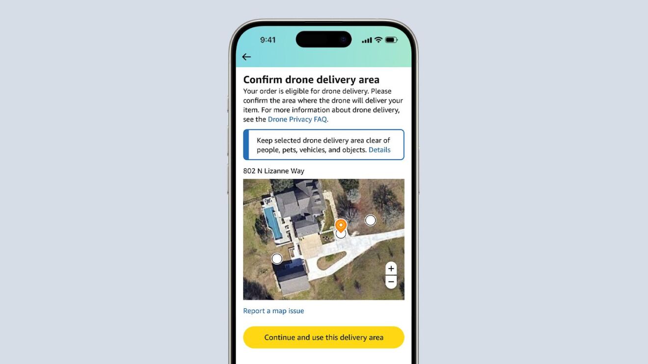 Screenshot of drone delivery area confirmation.