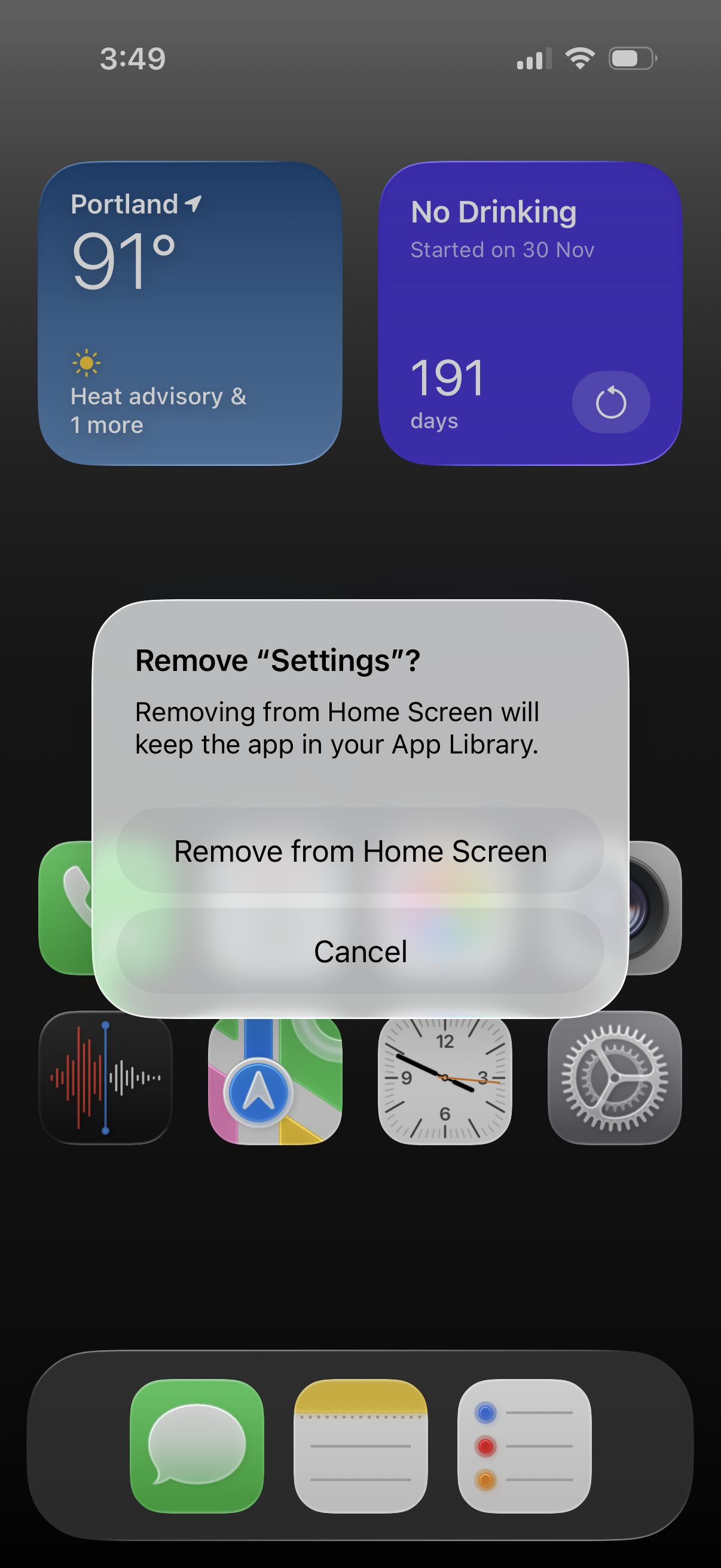 An image of a system prompt in iOS 26.