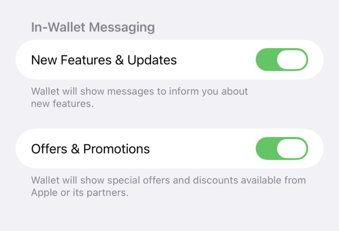 iOS 26 wallet app notifications
