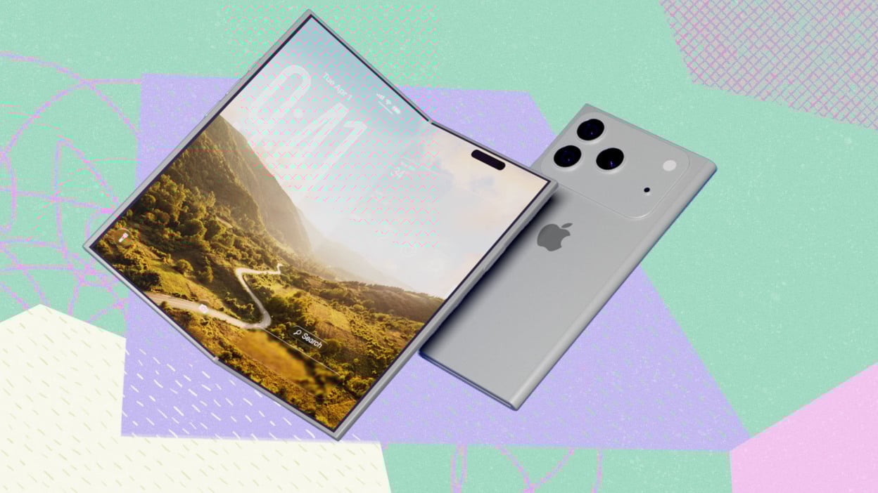 conceptual artwork of a folding iphone