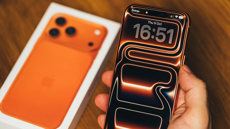 The iPhone 17 Pro Max in hand.