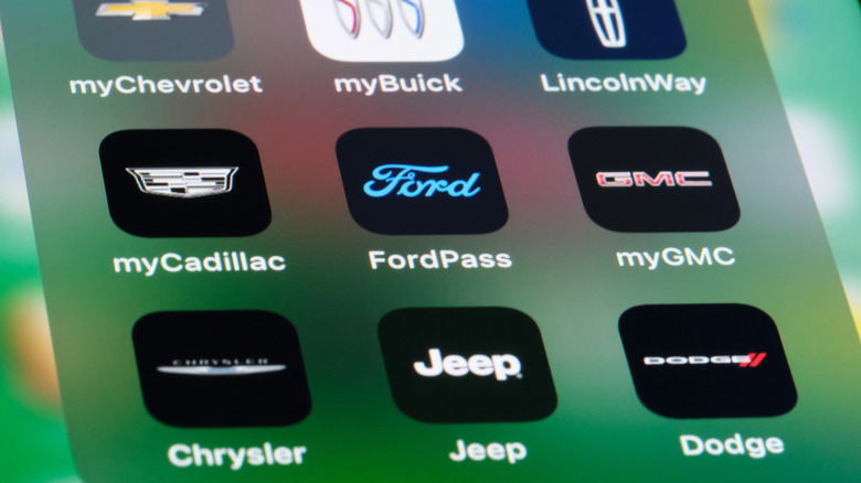 Carmaker apps on a phone