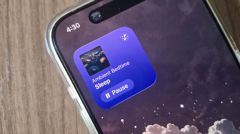 An iPhone showing the Ambient Music widget