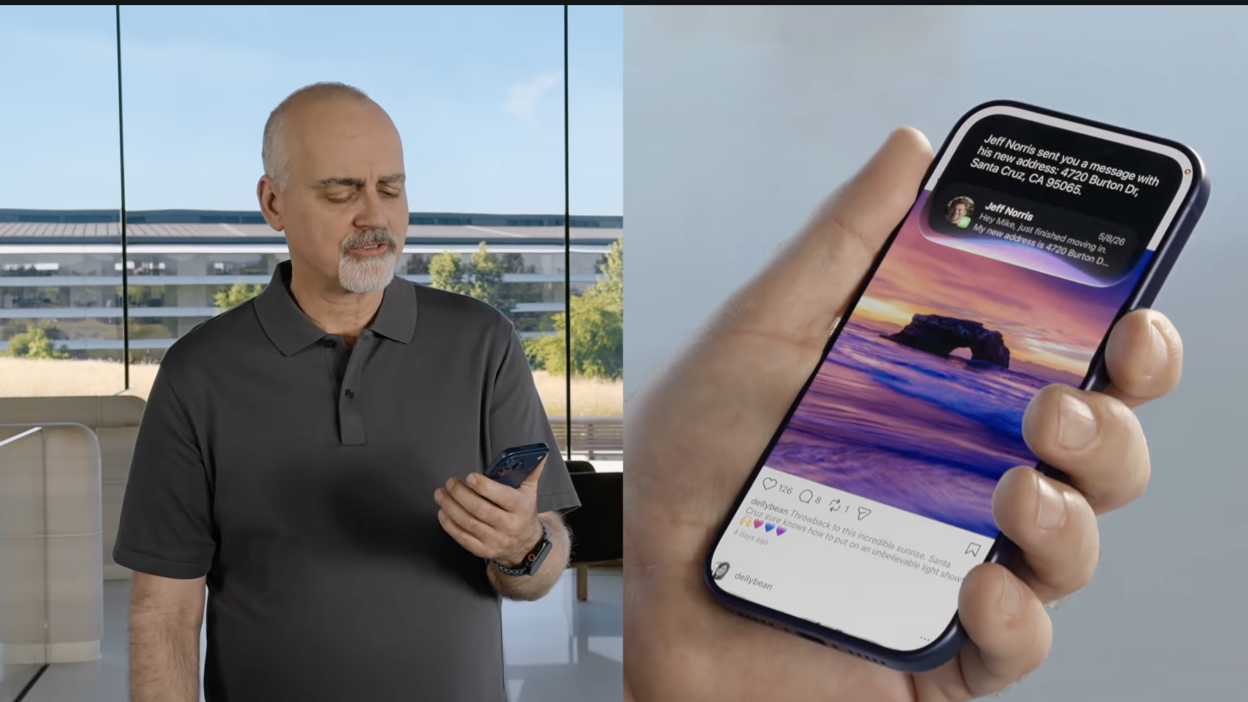 Mike Rockwell, VP ENgineering, showing the new Siri AI feautres