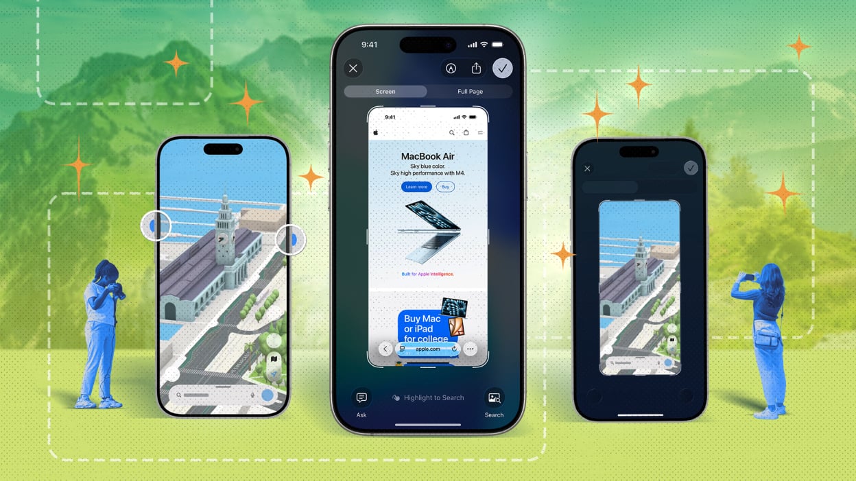 three iphones taking screenshots