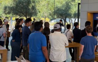 Fanboys Gather At Apple Park Visitor Center For The iPhone Duo Announcement