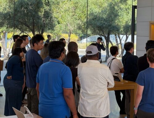 Fanboys Gather At Apple Park Visitor Center For The iPhone Duo Announcement