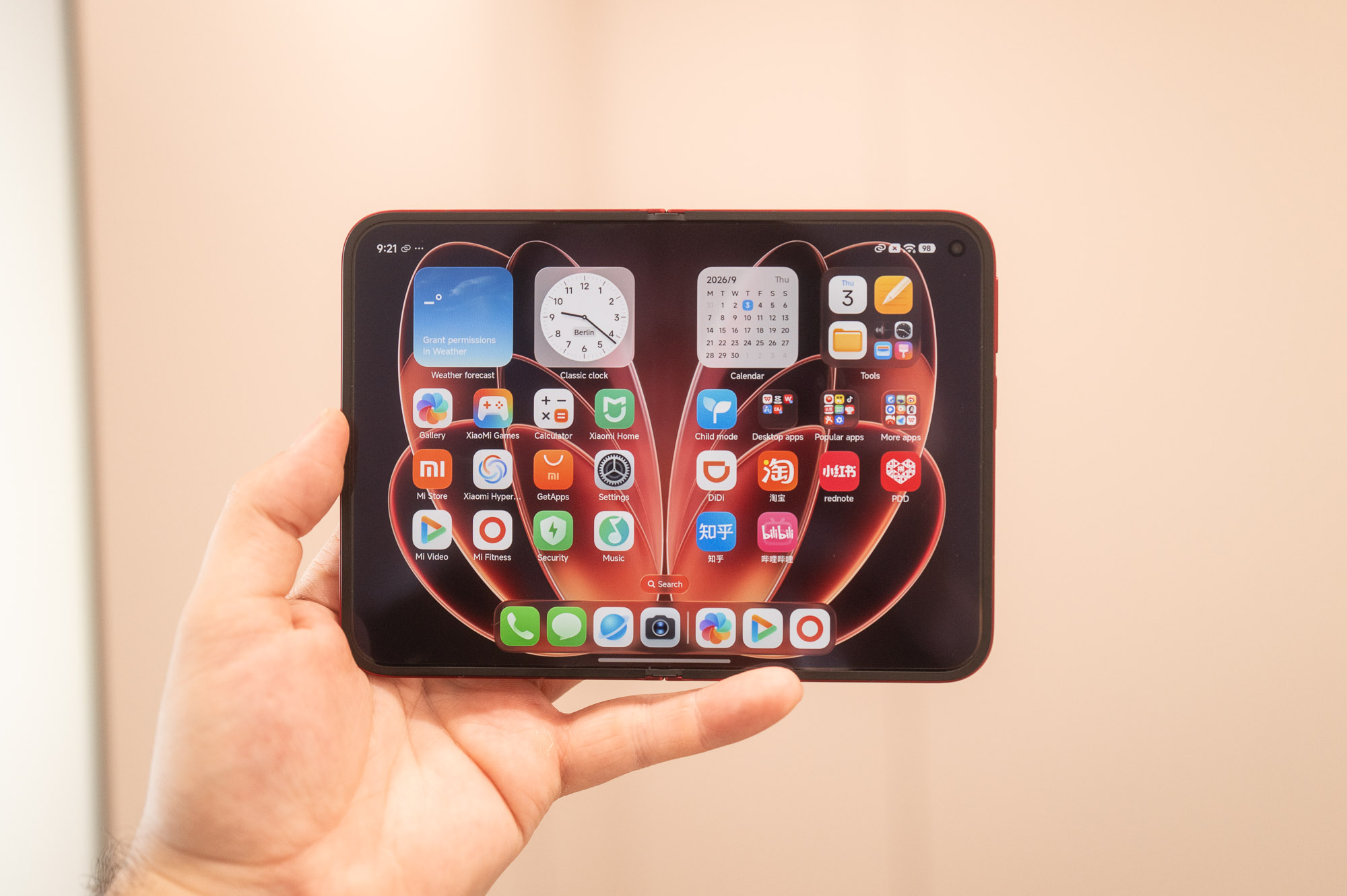 Image of an open foldable phone